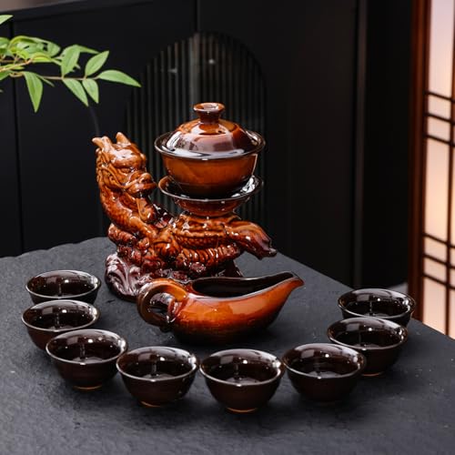 Ceramic Teapot with Infuser Chinese Gongfu Tea Set with 8 Cups
