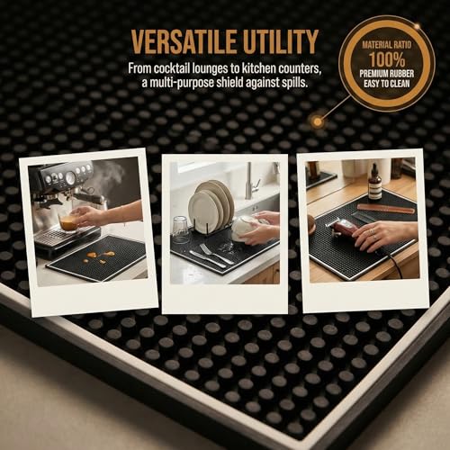 3 Pack Bar Mat for Countertop 18 x 12 Inch Rubber Non Spill Mat for Bartending Dish Drying Mat Coffee Bar Mat Home Bars Accessories (2 Count)