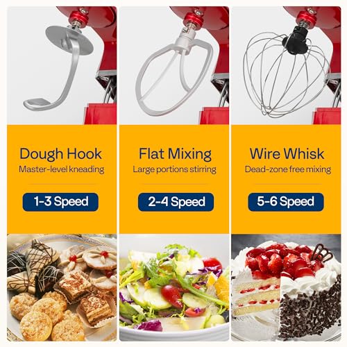 3-in-1 Stand Mixer, 6-Quart Tilt-Head Mixer, 10 Speeds, Red