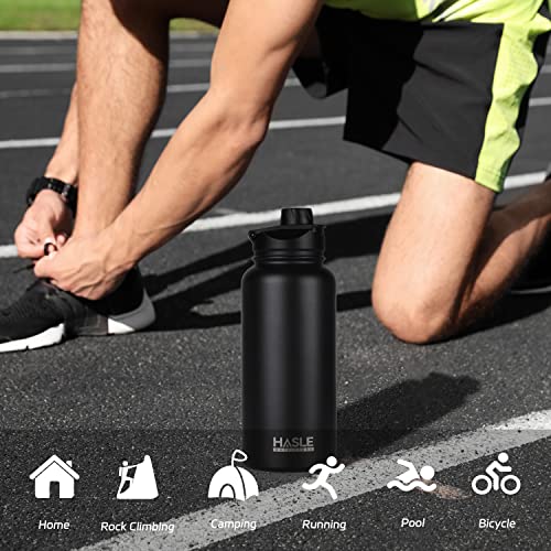 32 oz Insulated Water Bottle Stainless Steel Double Walled Vacuum Sports Water Bottle with 2 Lids