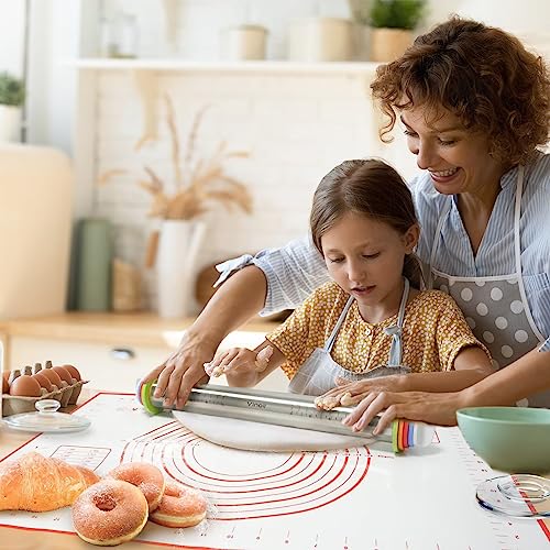 Stainless Steel Rolling Pin and Silicone Mat Set (2 Count)