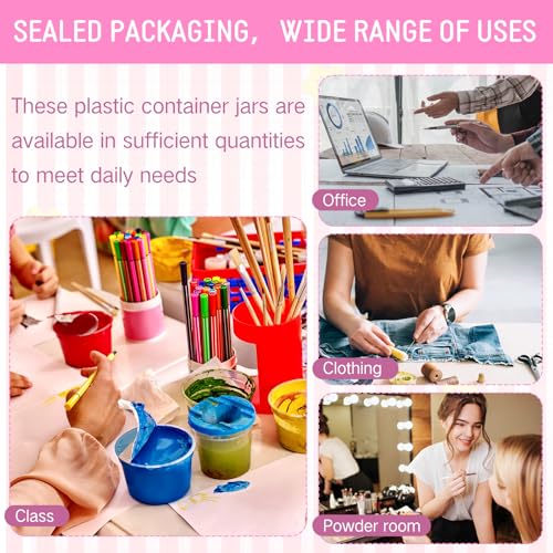 4 Pcs Plastic Jars Wide Mouth with Lids (4 Count)