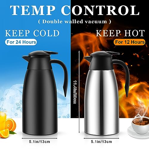 2 Pcs Thermal Coffee Carafe Insulated Stainless Steel Coffee Carafe for Hot Liquid Vacuum Thermal Pot Creamer Pitcher Dispenser with Brushes Keeping Hot Water Milk