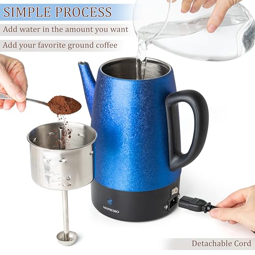 10 Cup Shiny Blue Electric Percolator Coffee Pot (10 Count)
