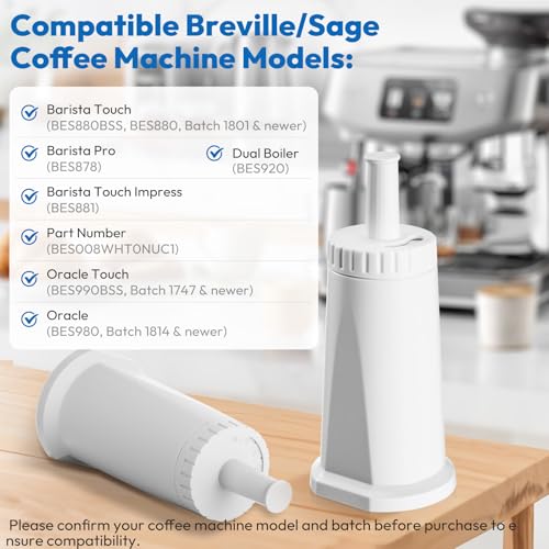 3 Pack Replacement Water Filter for Breville Espresso Machine Barista Pro BES878 (3 Count)