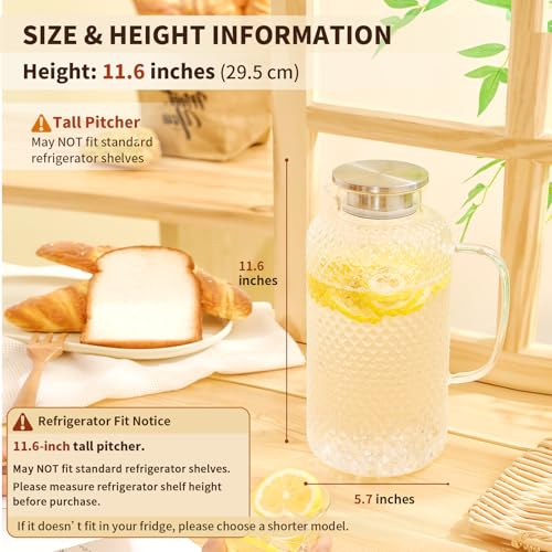 Glass Pitcher with Lid and Spout