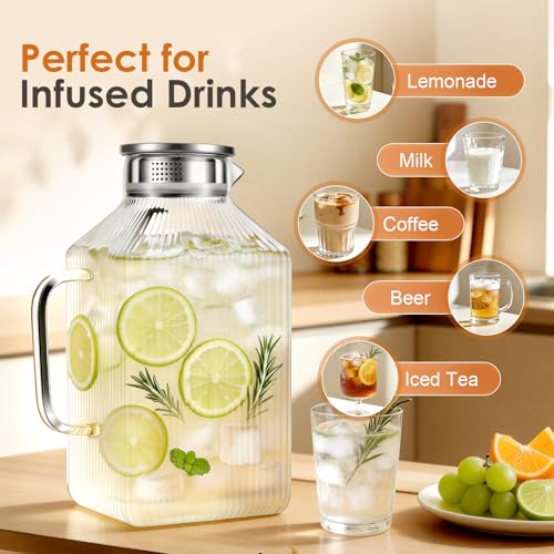 1 Gallon Thickened Square Glass Pitcher with Lid