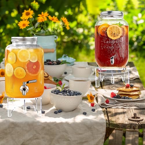 2Pcs Glass Drink Dispenser Stand