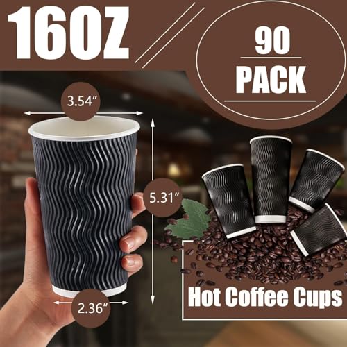 16 oz Coffee Cups 90 Pack (90 Count)