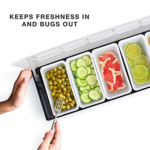 6 Tray Bar Top Food & Garnish Station with Lid
