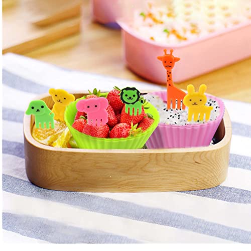 60 Pcs Silicone Lunch Box Dividers with Animal Food Picks (60 Count)