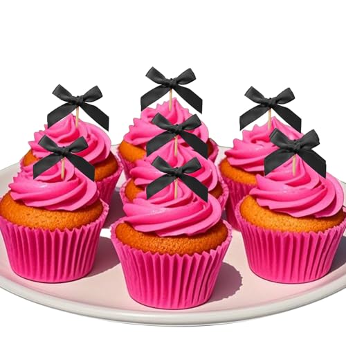 48Pcs Bow Cupcake Toppers (48 Count)
