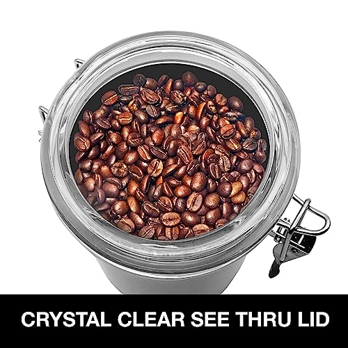 36 Ounce Stainless Steel Canister with Clear Acrylic Lid and Locking Clamp