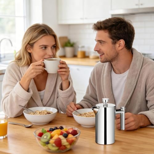 21 oz Stainless Steel French Press 600ML Coffee Press with 3 Level Filtration System