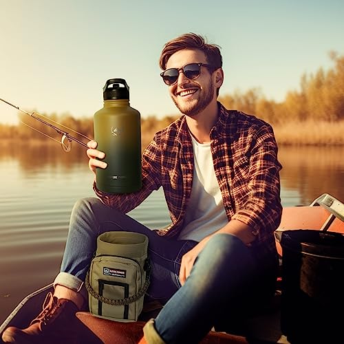 64 oz Insulated Water Bottle with Carrier Bag & 3 Lids