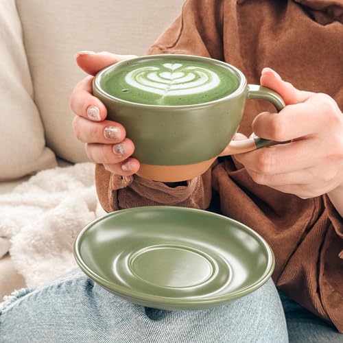 Ceramic Latte Art Mug With Saucer