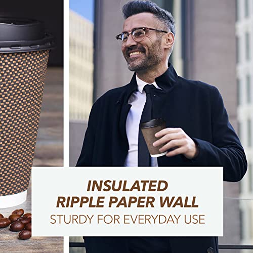 8 oz Brown Disposable Coffee Cups with Lids (200 Count)