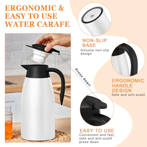 2 Pcs Thermal Coffee Carafe Insulated Stainless Steel Coffee Carafe for Hot Liquid Vacuum Thermal Pot Creamer Pitcher Dispenser with Brushes Keeping Hot Water Milk