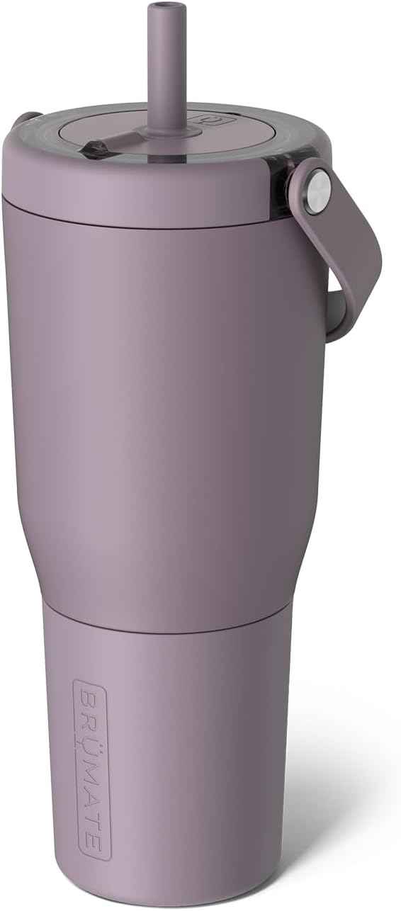 BrüMate Resa 35oz 100% Leakproof Travel Tumbler w/Handle & Straw | Flexible SoftSip Straw | Silicone Sleeve for Durability | Stainless Steel | Cup Holder & Travel Friendly Water Bottle (Lilac Dusk)