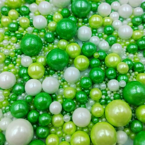 Edible White Green Sugar Pearls Candy Sprinkles 120G (4.23 Ounce)