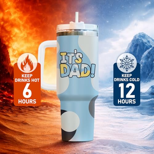 Dad Daddy Cartoon It's 40 oz Tumbler with Handle