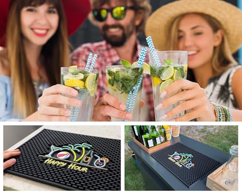 Happy Hour Silicone Bar Mat for Bartending 18x12 in