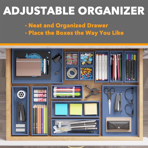 14 Piece Bamboo Drawer Organizer Storage Boxes Set
