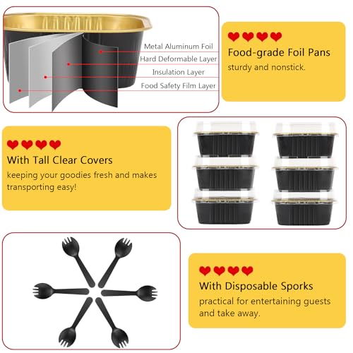 80 Pack 10oz Mini Cake Pans with Lids and Spoons for Bake Sales (80 Count)