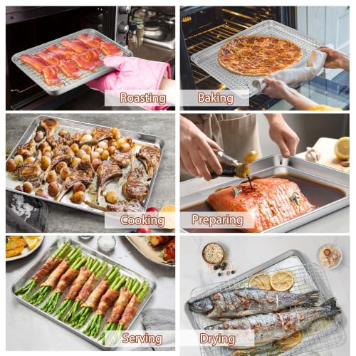 19.6 Inch Baking Sheet Pan with Wire Rack for Cookie