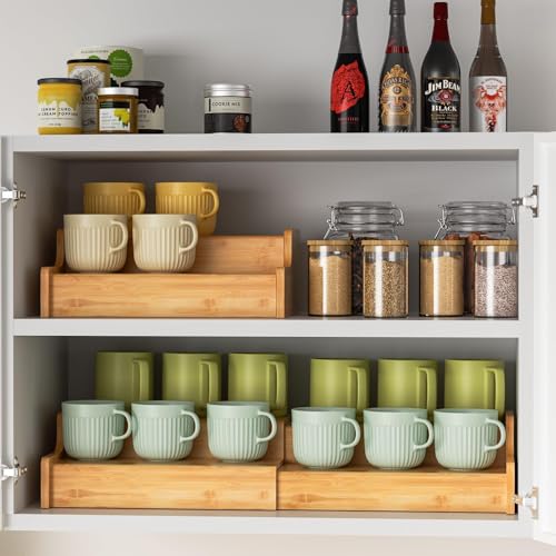 2 Tier Expandable Bamboo Coffee Mug Holder