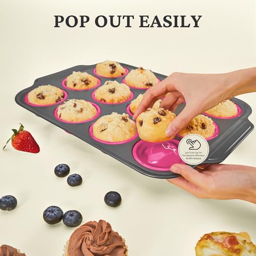 Silicone Muffin Pans for Baking with Metal Frame