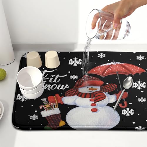 Winter Snowman Dish Drying Mat