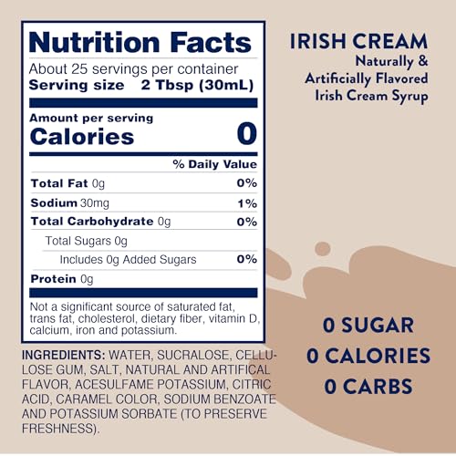Irish Cream Syrups Sugar Free (25.4 Fl Oz)