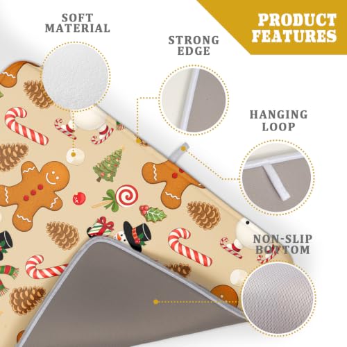 Xmas Gingerbread Man Candy Cane Dish Drying Mat for Kitchen Counter
