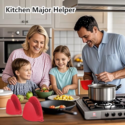 3 Pairs Silicone Oven Mitts Sets Pot Holders Heat Resistant for Kitchen (6 Count)