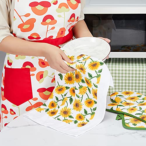 Oven Mitts and Potholders Dish Towles Set 100% Cotton for Perfect for Gifting (16 Ounce)