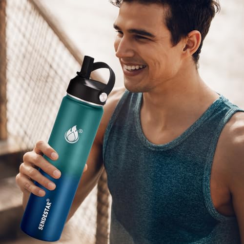 Insulated Water Bottle 32 oz with Straw