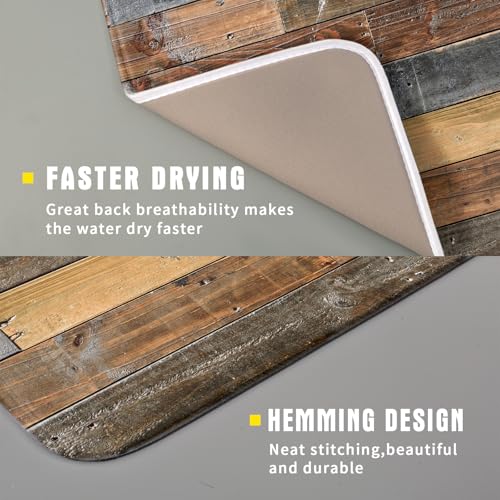 Wood Grain Dish Drying Mat for Kitchen Countertop