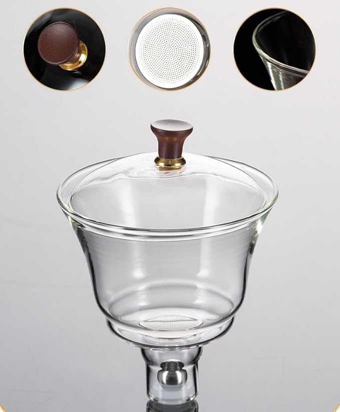 Glass Teapot Set with Infuser Semi Automatic Tea Set Lazy Kungfu Attraction Drip Rotating Magic Teapot Set (Goat)