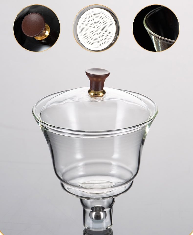 Glass Teapot Set with Infuser Semi Automatic Tea Set Lazy Kungfu Attraction Drip Rotating Magic Teapot Set