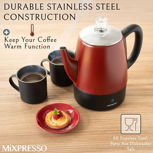 4 Cup Red Small Electric Percolator Coffee Pot