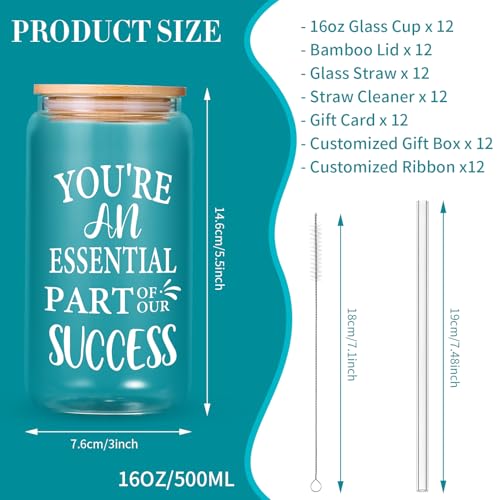 12 Pack Employee Inspiration Gifts Glass Cups (12 Count)