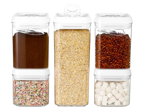 Flip Tite Food Storage Container 5" LARGE 5pk Set + No Residue Label (5 Count)