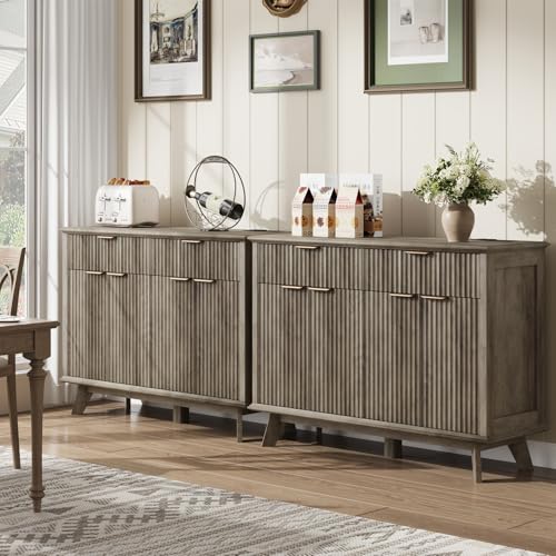 Fluted Buffet Sideboard Cabinet with Storage