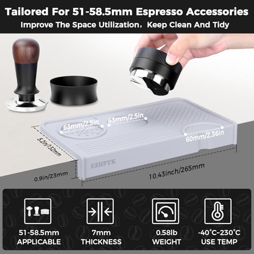 Silicone Espresso Tamping Mat for Counter Coffee Tamper Mat Grey