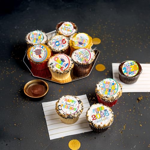48Pcs Edible 2026 Kindergarten Graduation Cupcake Toppers Wafer Paper Preschool Cake Decorations Picks for 2026 Kindergarten Grad Theme Party Cake Decor Supplies Multi Color (48 Count)