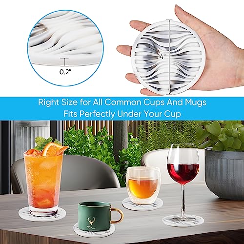 6 Pack Rubber Coasters for Drink with Holder