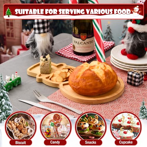 Snowman Wooden Serving Tray Christmas Bamboo Platter Winter Snowman Shape Charcuterie Board Decorative Wood Snack Dish Plate for Xmas Holiday Housewarming Present