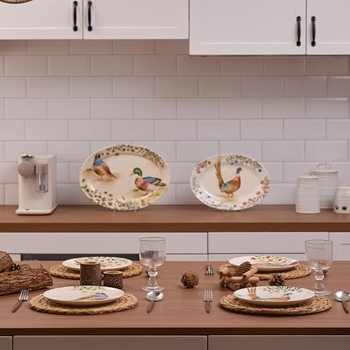 Autumn Birds 16 plus 14 inch Oval Platters Set (2 Count)