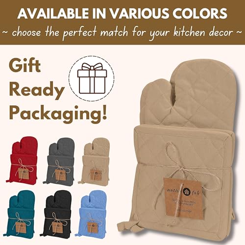 Pot Holders and Oven Mitts Sets for Kitchen Heat Resistant (4 Count)